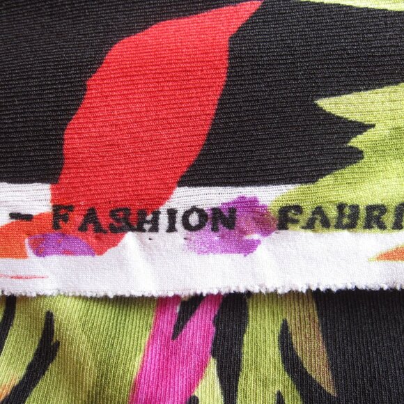 VTG Hi-Fashion Fabrics Safari Giraffe Zebra Elephant Neon Stretch Knit 72 x 66" - Picture 5 of 7